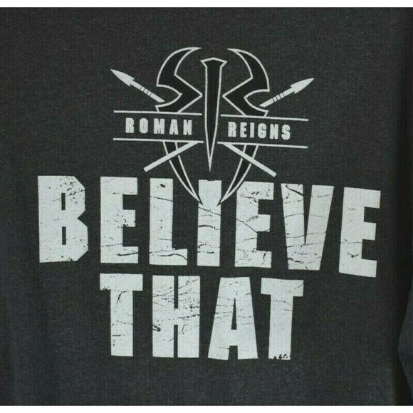 WWE Authentic Wear Mens XL Roman Reigns Hit Hard Hit Often Grey  Graphic T-Shirt - Picture 8 of 9